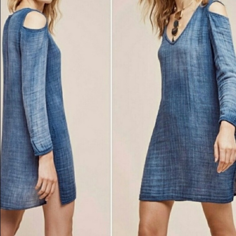 Anthropologie Denim Shoulder Dress